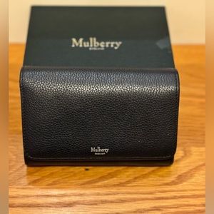Mulberry continental French wallet in navy. VGC